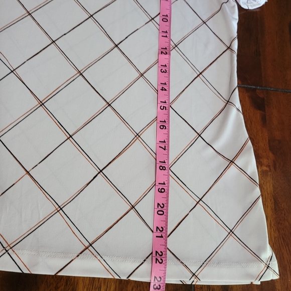 Liz Claiborne Blouse Women's Size PM White Check Short Sleeve Pullover Stretch - Picture 8 of 10